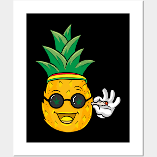 Pothead pineapple with joint weed marijuana THC Stoner Posters and Art